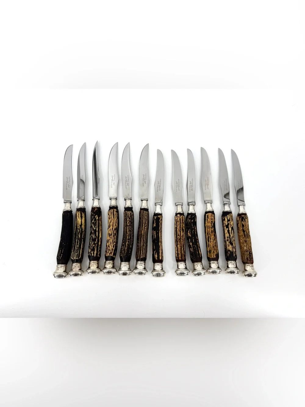 Vintage Stag Handle 12 piece knife and carving set Sterling silver Sheffield